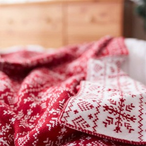 Flocon de neige nordique couverture tricotée rouge fil couverture drap de lit climatisation plaquettes de couverture pour lits canapé décorations de Noël