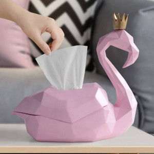boîte de tissu titulaire home decor rangement boîte couverture organisateur luxe mariage résine Flamingo figurine pour table animal statue cadeau