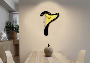 Colgante de madera creativo reloj de sala de estar dormitorio piano decorativo reloj colgante Mediterráneo arte silencioso reloj de cuarzo