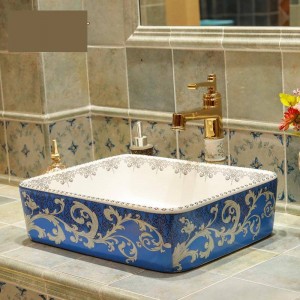 Lavabo de cerámica Lavabo de baño de cerámica Cuencos de lavado a mano Lavabo Lavabo Lavabos de baño Rectangular