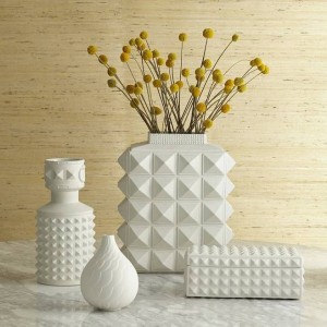 Estilo nórdico Blanco Jarrones de cerámica geométricos Sencillo Moderno Casa Modelo Sala de estar Flores Adornos Adornos