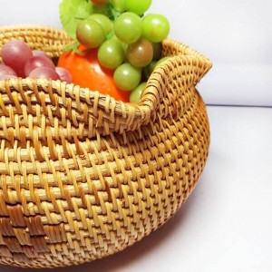 Vietnam ratán caja de punto de té cesta de fruta hecha a mano plato de fruta seca cesta de merienda cesta de almacenamiento en el hogar almacenamiento de escritorio creativo b