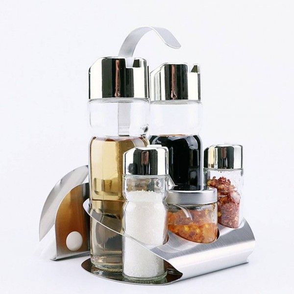 5 Stücke Küche Glas Gewürze Flaschen Zahnstocher Halter Gewürz Lagerregal Set Heißer