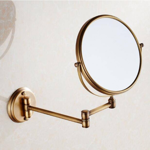 Badezimmerspiegel 3 x Vergrößerungsspiegel des Badezimmerspiegels Klapprasur 8 "Doppelseite Antike Messingwand Runde Spiegel 9136