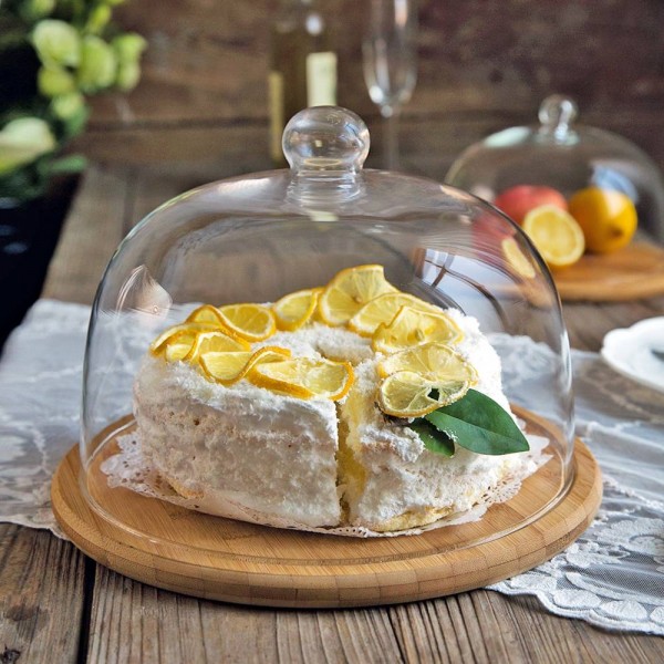 MDZF SWEETHOME Kuchentablett mit Glasdeckel Snackplatte Obsttablett Dessertteller Dim Sum Dish