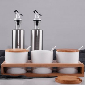 3-teiliges Set aus hammerförmigem Keramikgewürzglas Gewürzbox-Set Gewürz- und Pfefferstreuer Zuckersalz-Chilitopf-Küchenutensilien