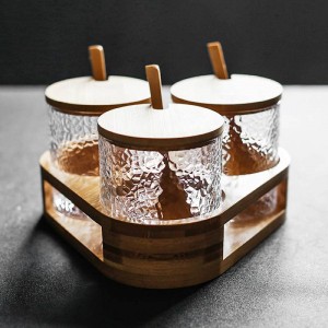3-teiliges Set aus hammerförmigem Glasgewürzglas Gewürzbox-Set Gewürz- und Pfefferstreuer Zuckersalz-Chilitopf-Küchenutensilien