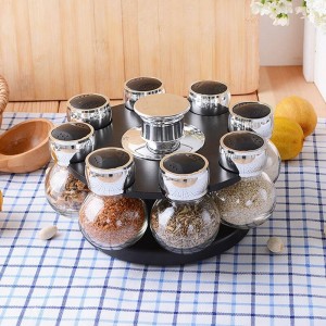 8 stücke Rotary Gewürzglas Set Glas Gewürzkasten Salzglas Gewürze und pfefferstreuer Haushalt küche lagerung liefert kombination