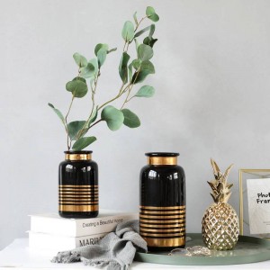 Keramikvase Europäischen Stil Einfache Weiß Schwarz Gold Luxus Blumendekoration Dekoration