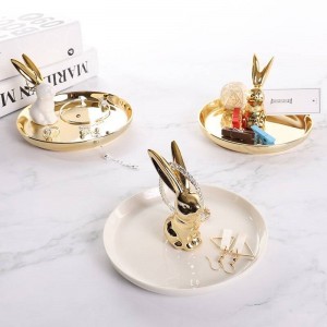 InsFashion super luxus runde kaninchen keramik schmuckschale für freundin und hochzeitsfeier mitnehmen geschenk-sets