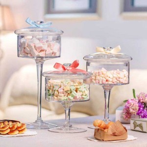 Europäischen hochwertigen Glas Bonbonglas Klarsichtdeckel Vorratsflasche staubdicht Glas Kuchen Dessertteller Hochzeitsdekoration