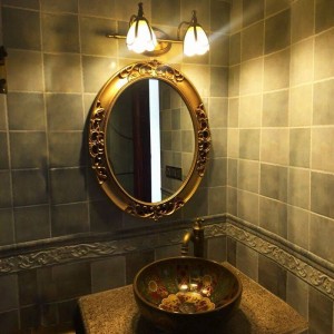 European Style Elliptical Wandbehang Badezimmerspiegel American Bathroom Toilet Mirror Mediterraner Wanddekorspiegel