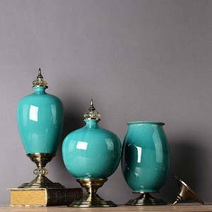 Neoklassizistische moderne minimalistische Keramik Ornamente Vase Startseite Weich verpackte TV-Schrankdekorationen