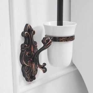 Toilettenbürstenhalter aus massivem Messing zur Wandmontage Toilettenbürstenhalter-Set aus Keramik Luxus-Badezimmerzubehör WC CleanLAD-88809