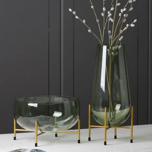 高級ガラス花瓶デザイナーフルーツプレート現代ミニマリスト透明花瓶家の装飾クリエイティブ装飾ギフト