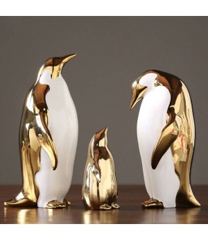 ゴールデンセラミックペンギンの装飾品ホームモデルルームリビングルームテレビキャビネットワインキャビネットオフィス装飾ギフト