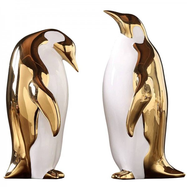 Ornamenti per pinguini in ceramica dorata Casa modello Camera Soggiorno Armadietto TV Armadietto del vino Regali per la decorazione dell'ufficio