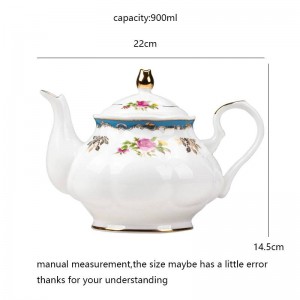 Bollitore per tè pomeridiano da giardino in stile europeo da 900 ml Teiera in ceramica con osso in ceramica / Bicchieri per la casa Filtro per l'acqua del tè al latte Bollitore