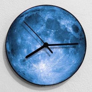 creativo 3D Moon orologio da parete soggiorno appeso a parete orologio da parete grigio blu luna muto orologi shabby chic