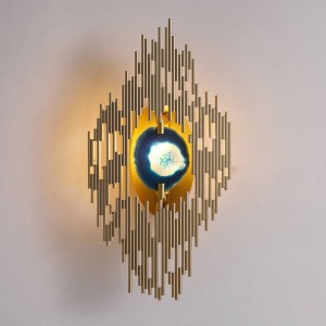 Nuova lampada da parete classica in agata Lampada da parete a LED in metallo placcato oro chiaro montata a parete foyer casa G9 applique da parete