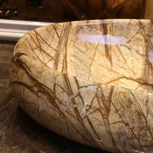 Lavabo da appoggio ovale stile europeo fatto a mano in ceramica Lavabo Bagno Lavandino Lavabo da bagno in marmo finto porcellana
