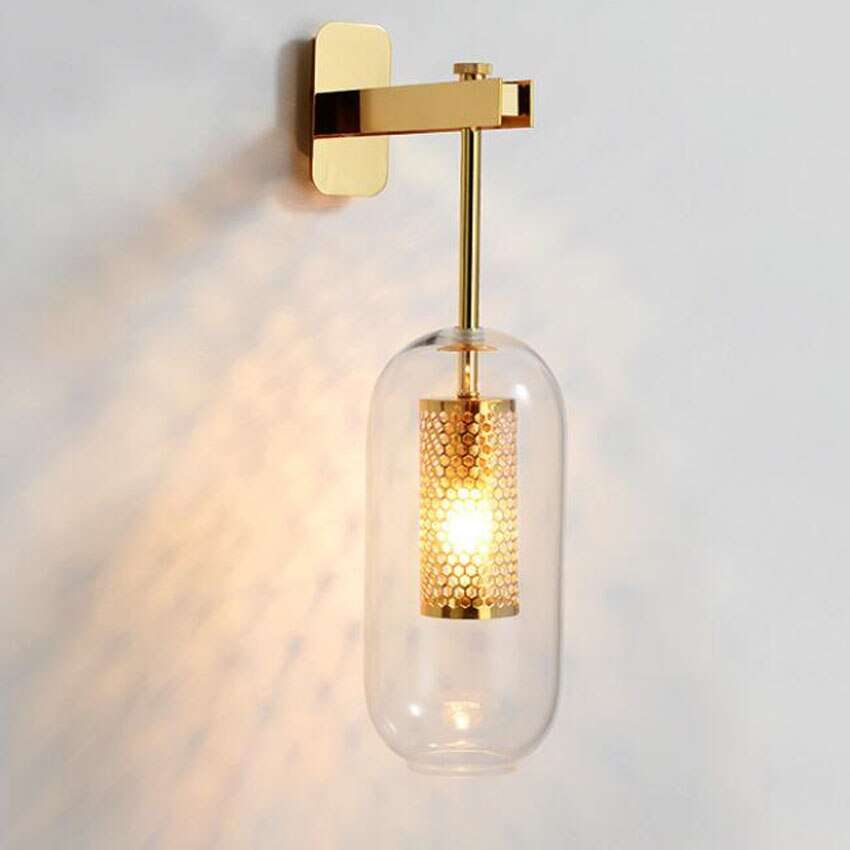 Bathroom Wall Lights,LED Creative H65 Copper Acrylic Lampshade Nordic Style Modern Gold Decor Mirror headlight,2heads 