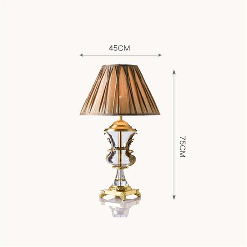 Luxury Nordic Led Crystal Table Lamp, Copper Coloured Lamp Shades For Bedroom