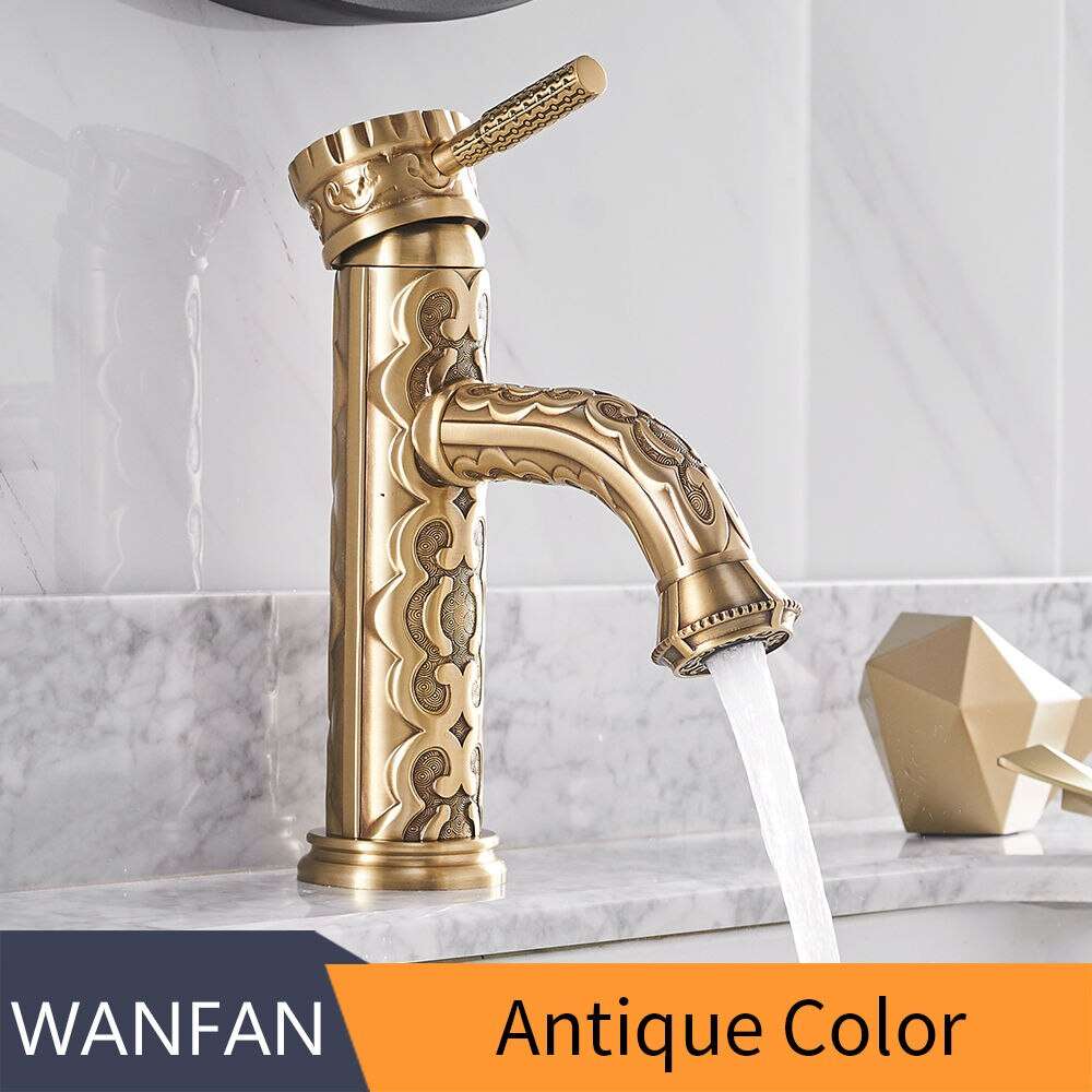 Antique Bronze Brass Faucet Hot & Cold Mixer Tap Ceramic Handle Bathroom ! 