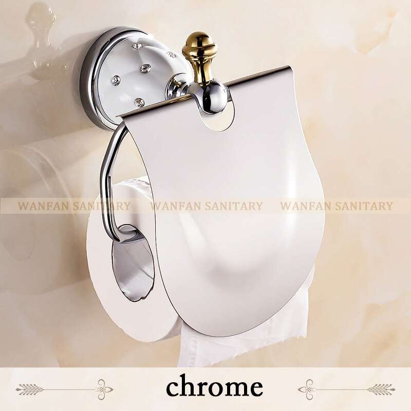 Luxury Gold Toilet Paper Holder with diamond Roll Holder Tissue Holder Solid Brass Bathroom ...
