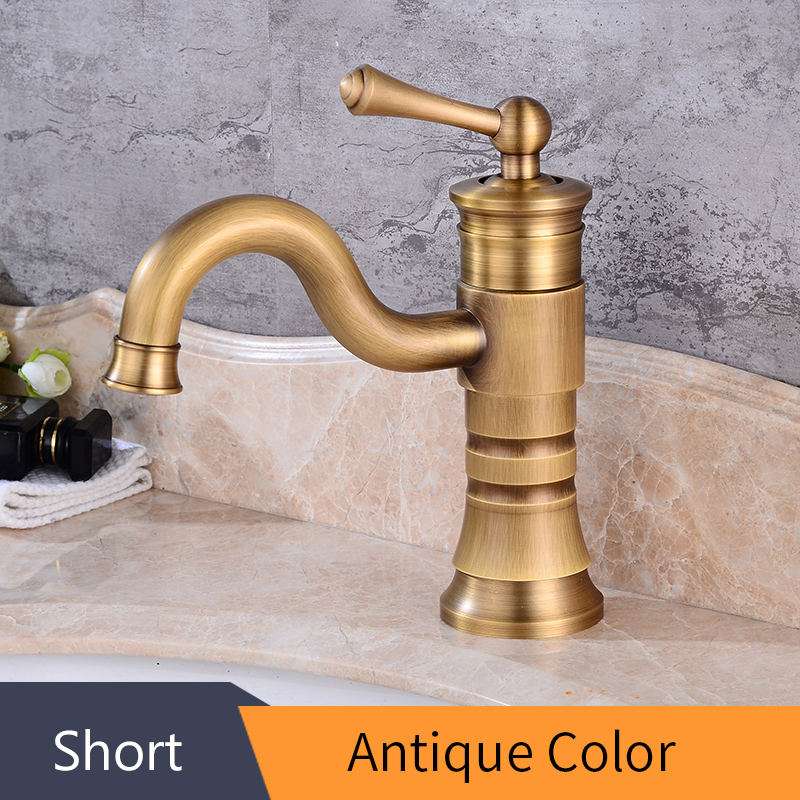 Luxury Basin Faucets Antique Brass Faucet Bathroom With Single Handle ...