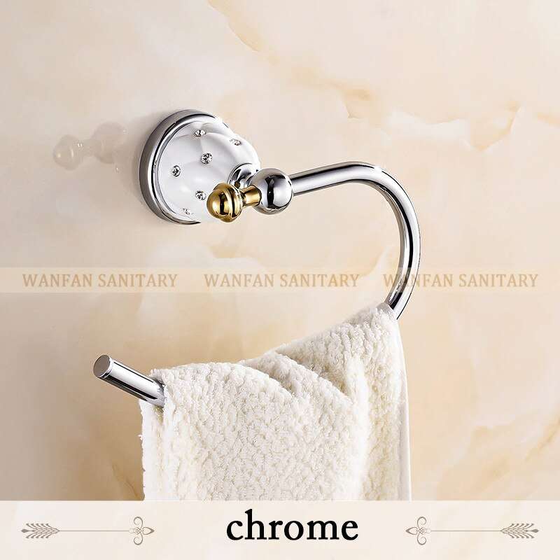 Luxury Gold Brass Bathroom Accessories Set Series Wall Mounted Towel Rail Rack 