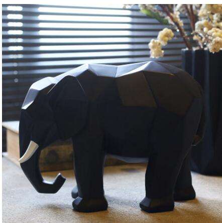 Abstract Panther Elephant Statue Resin Ornaments Geometric Home Office Decor 