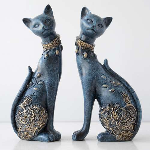 Luxe Figurine Chat Statue Resine Decorative Pour La Decoration De La Maison Europeenne Cadeau De Mariage Creative Animal Figurine Decor A La Maison Sculpture Figurine Chat Statue Resine Decorative Pour La Decoration De