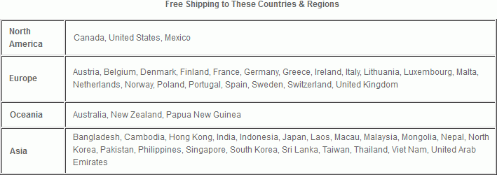 Free Shipping Service Table